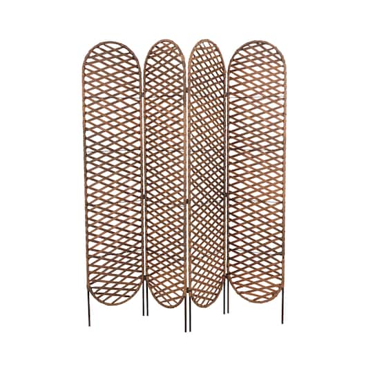 6ft. Copper Metal Geometric Handmade Foldable Freestanding Woven Room Divider Screen